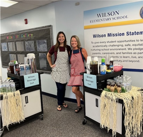 Wilson ES two teachers with beverage cart